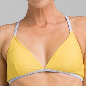 PRANA NWT KELANI BIKINI TOP SWIM WASABI YELLOW BLUE LARGE
